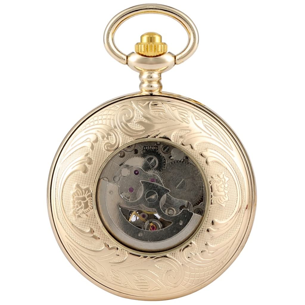 Automatyczny mechaniczny zegarek kieszonkowy Steampunk Samonakręcający się łańcuszek Zegarek kieszonkowy w stylu retro Zegarek kieszonkowy w stylu retro (kolor: A, rozmiar: 4,5 cm) (4,5 cm)