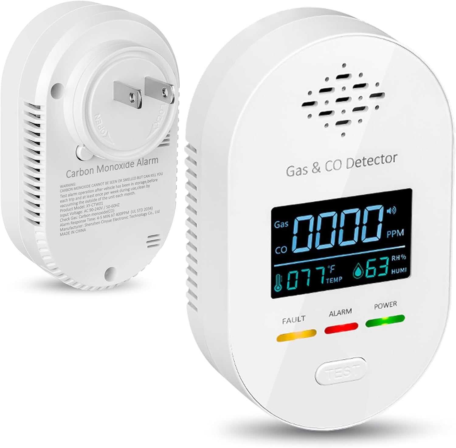4-in-1 Natural Gas Leak Detector & Carbon Monoxide Detectors, Plug in CO and Natural Gas Detector with Temperature Humidity Display, Combination Gas Detector, CO, Propane, LPG, Explosive Gas Alarm 4-in-1 Natural Gas Leak Detector & Carbon Monoxide Detectors, Plug in CO and Natural Gas Detector with Temperature Humidity Display, Combination Gas Detector, CO, Propane, LPG, Explosive Gas Alarm
