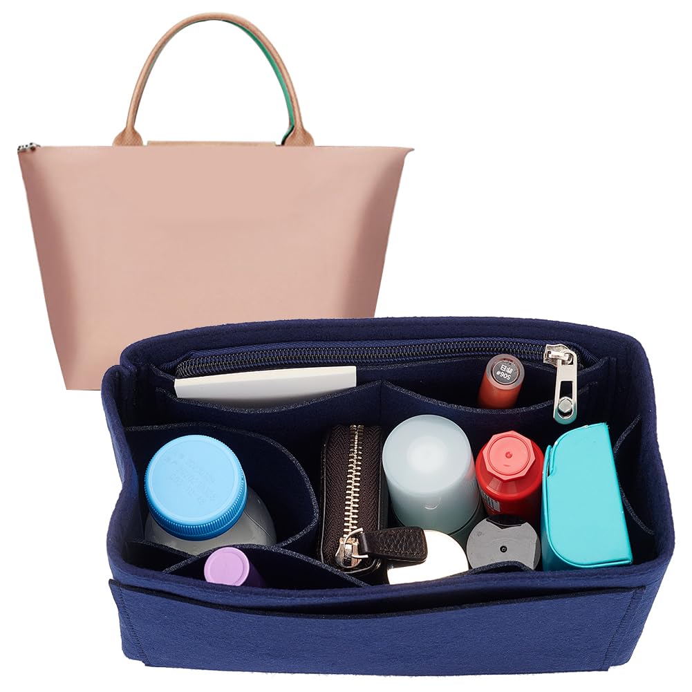 WADORN Organiseur de sac à main 2 couleurs en feutre, insert porte-monnaie en microfibre, poche intérieure, sac à bandoulière, forme intérieure, rectangulaire, plusieurs compartiments, insert de poche