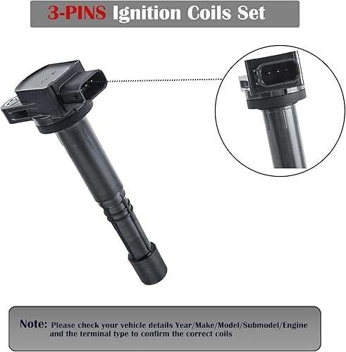 Miniatura 5 de Juego de 4 bobinas de encendido para Honda CRV Accord Civic SI Element S2000 Acura RSX CSX sustituye a UF311 UF583 C1382