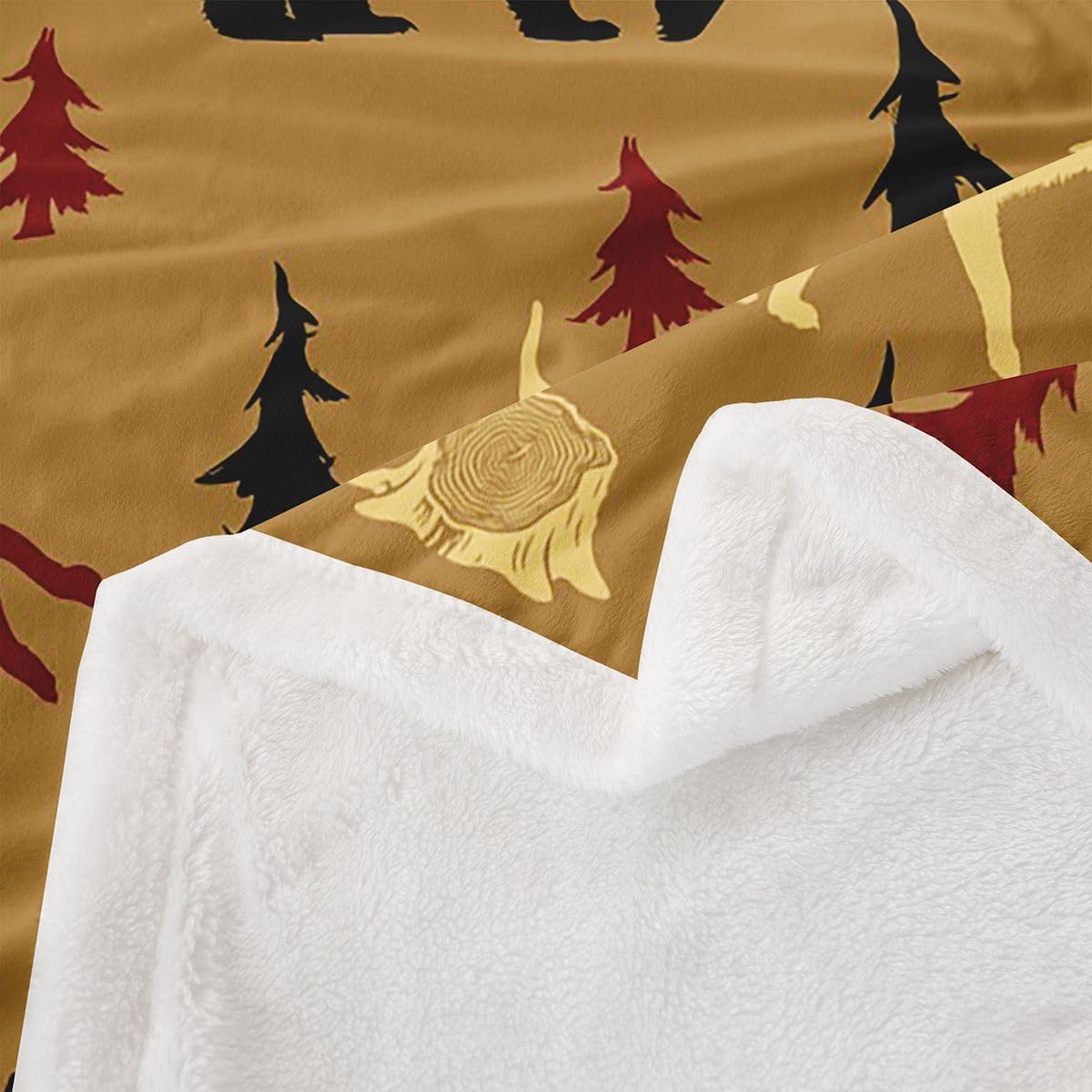 Feelyou Cabin Lodge Fleece Throw Blanket Bear Fox Moose Sherpa Blanket for Kids Women Men Plush Fuzzy Woodland Wild Animal Baby 30"x40" Farmhouse for Bed Couch Chair Living Room Brown Bedroom Decor image 2