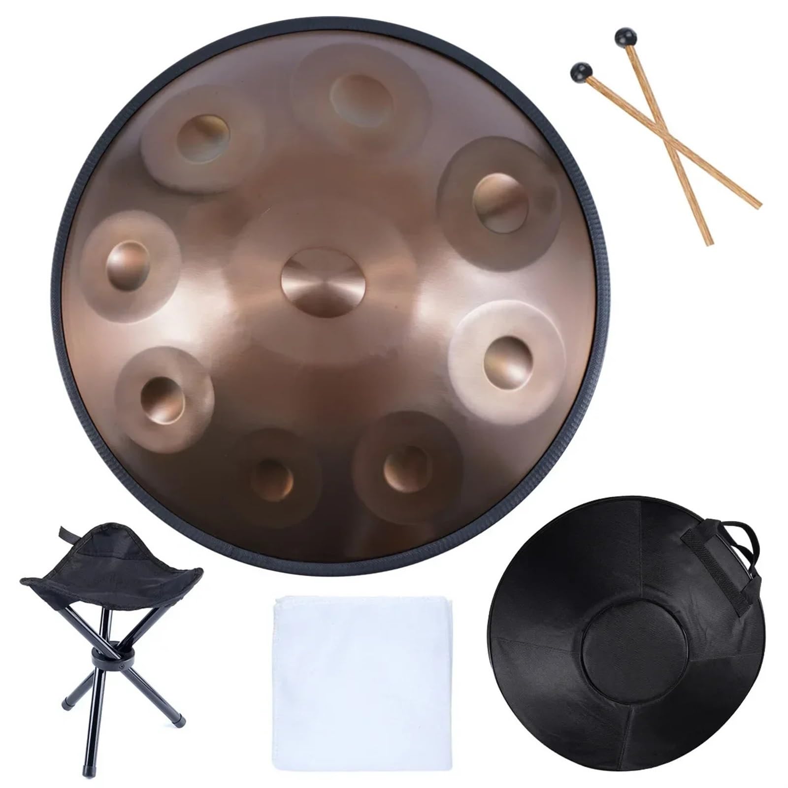9/10/12/14 Note 22 pollici 432 Hz professionale in re minore strumento a percussione for tamburo handpan in acciaio for prestazioni professionali(432hz golden 9 tone)