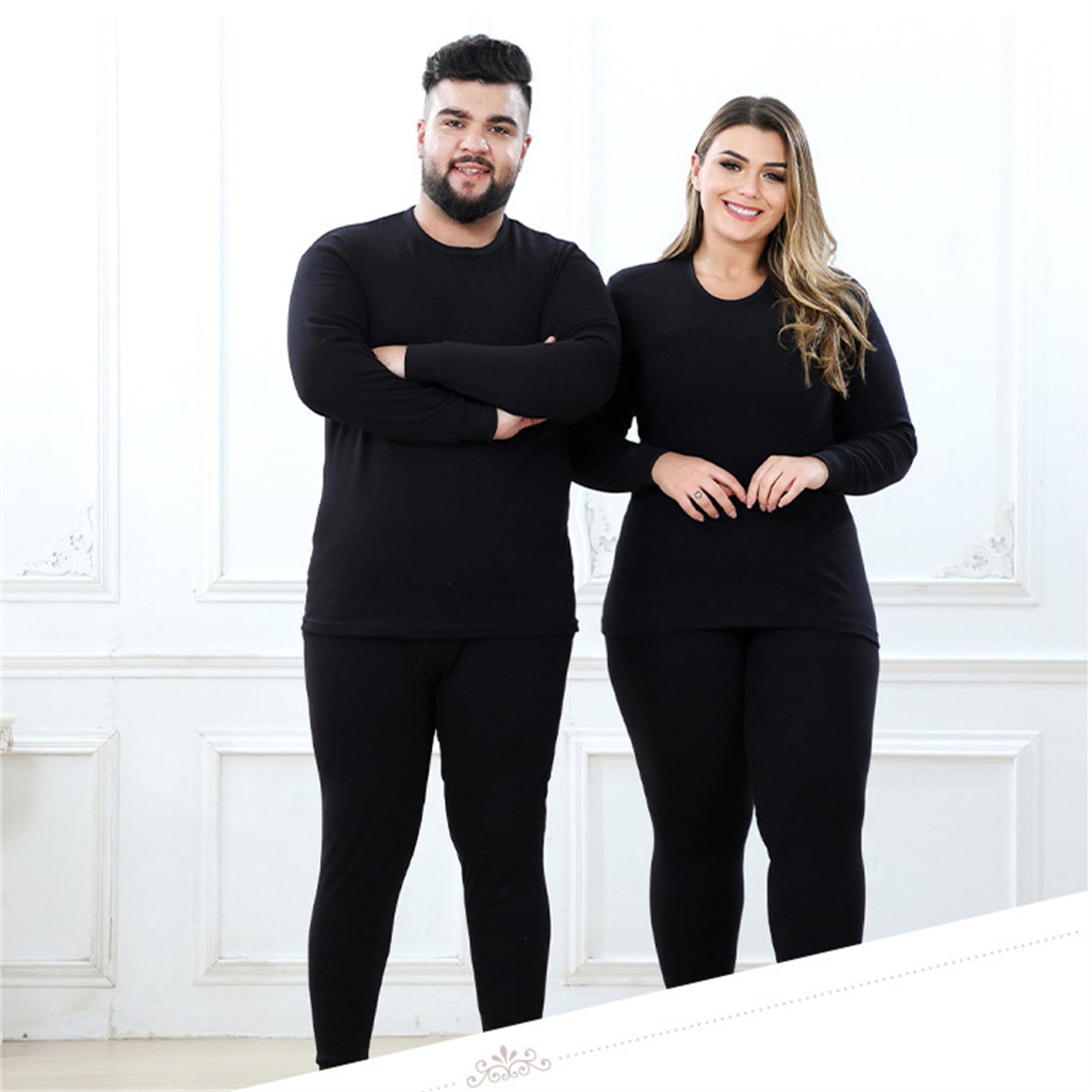 Ensemble De sous-vêtements Thermiques pour Homme, Couche De Base Thermique d'hiver, Col Rond Ultra Doux Et Chaud, Manches Longues, sans Couture, Grande Taille, Haut Et Bas