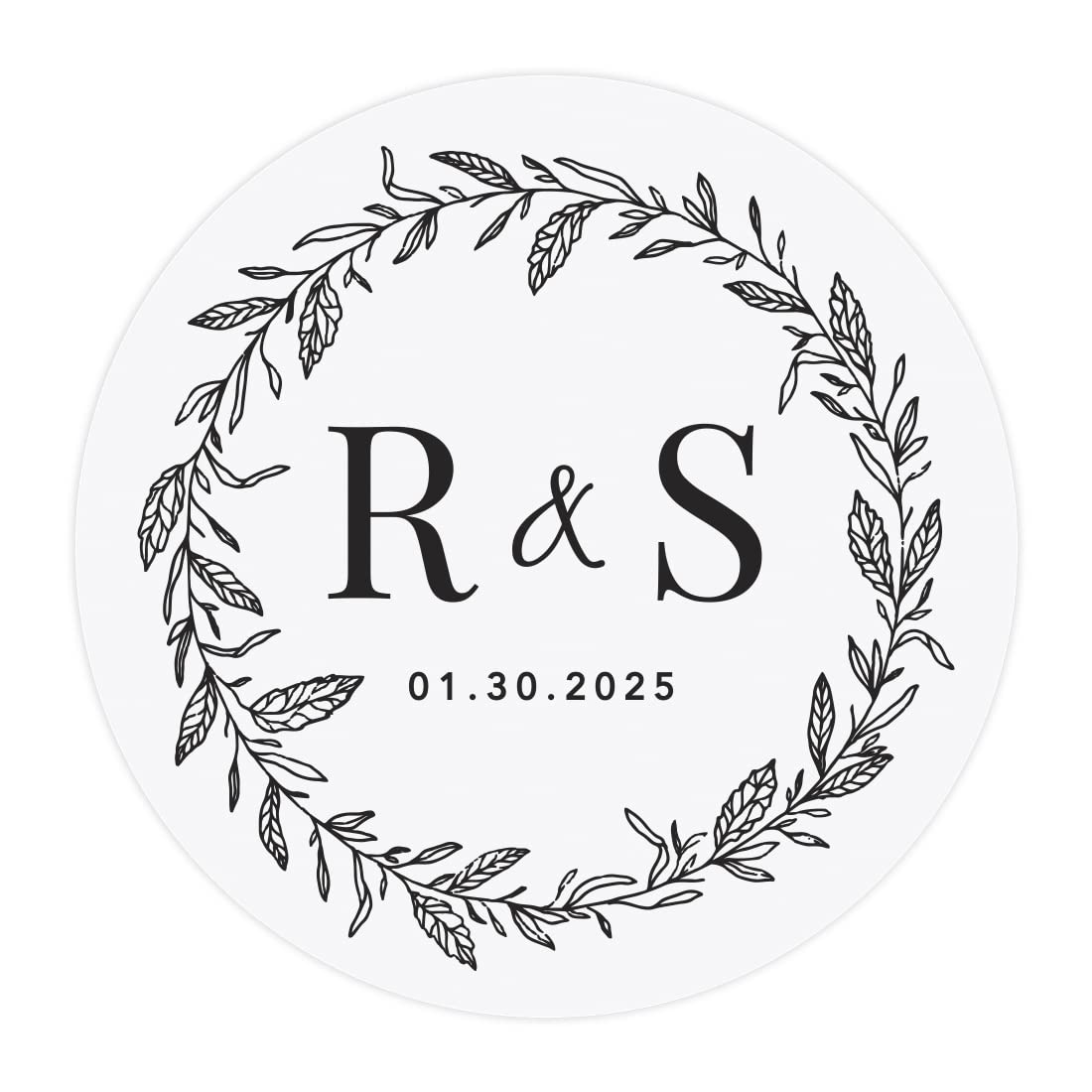 Andaz Press 2" Round Crystal Clear Personalized Wedding Sticker Labels with Black Ink, Custom Monogram Transparent Vinyl Envelope Tab Sealer,