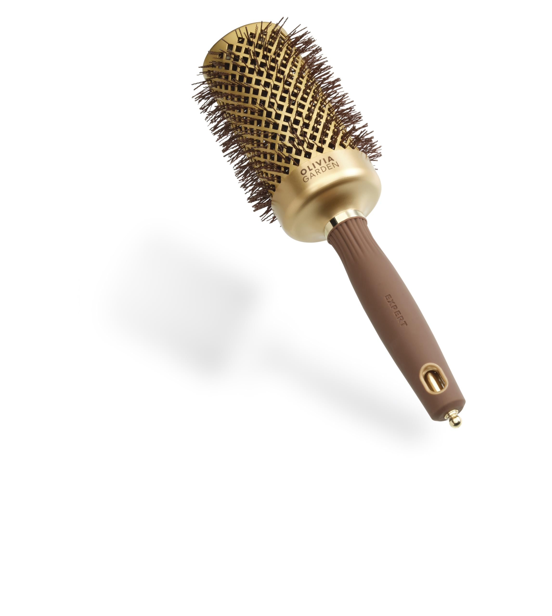 Olivia Garden Expert Blowout Shine – Gold & Braun - 55 - Runde, antistatische Keramikbürste für glänzende und frizzfreie Blowouts