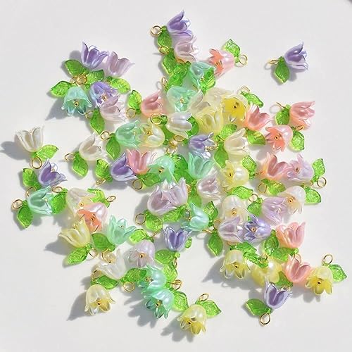 Miniatura 7 de 10 cuentas de flores de orquídea campana, cuentas espaciadoras para hacer joyas, proyectos de cuentas, pulseras, collares, aretes (morado)