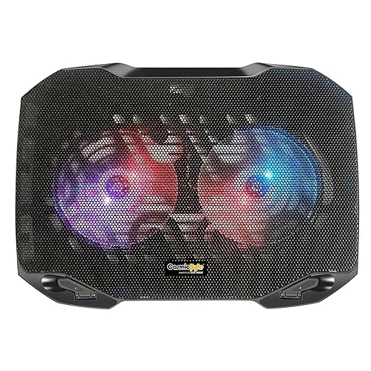 Image of (Refurbished) CosmicByte Wind RGB Laptop Cooling Pad, Dual 120mm RGB Fans, Elevated Height, Laptop Holder, Supports up to 15.6 inch Laptops (Black)