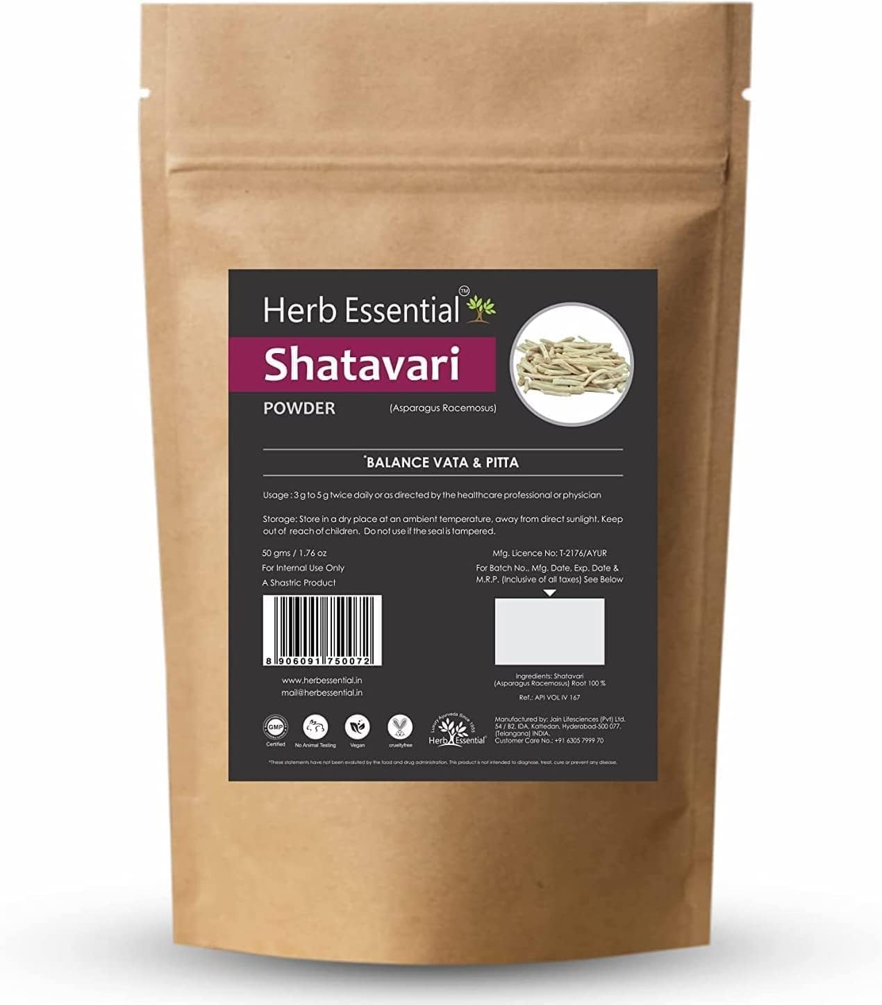 SENTA Pure Shatavari Powder - 50 G