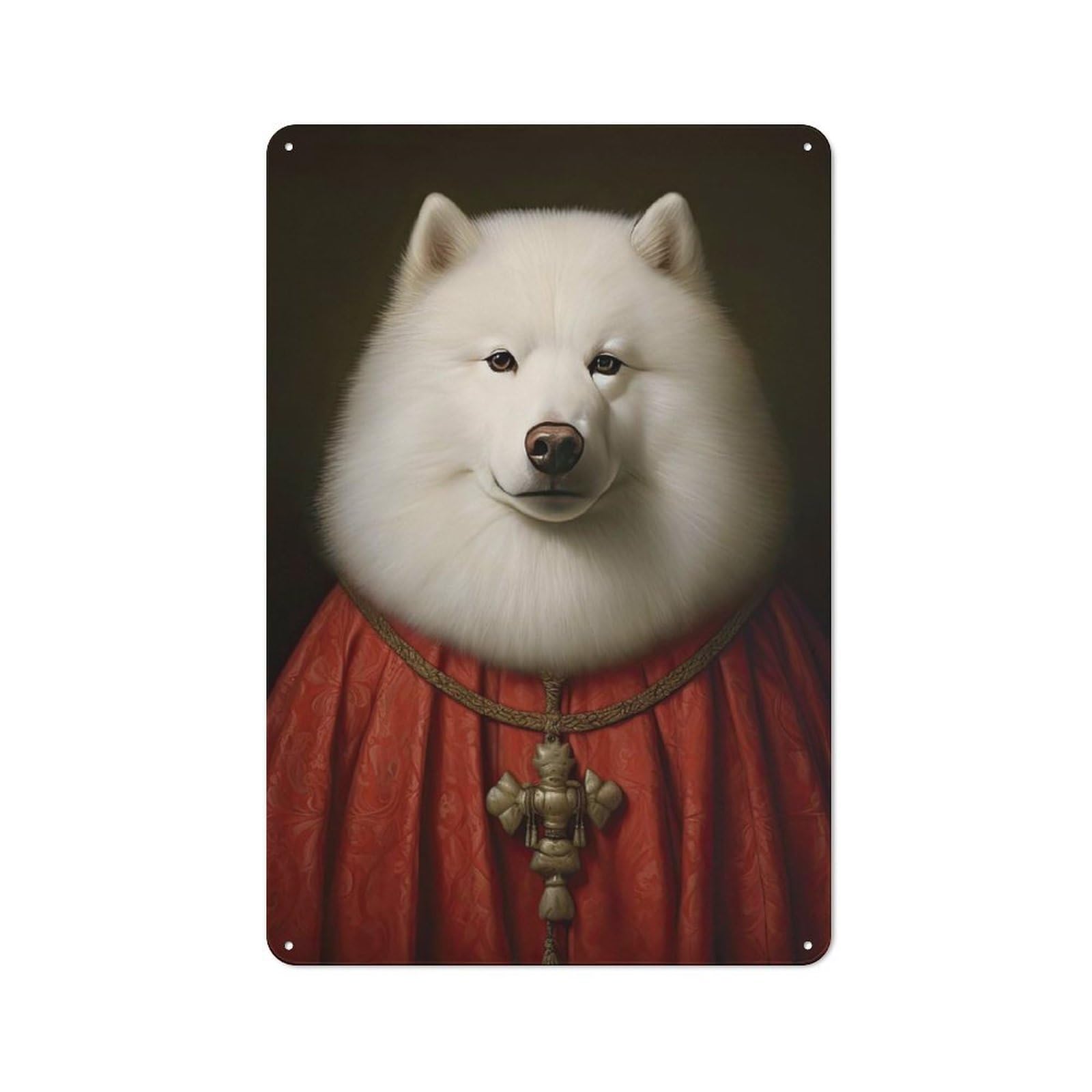 Tin Sign 30x20cm with Samoyed The Pope for Living Room Wall, Rustic Decor, for Living Room Decor Lovers