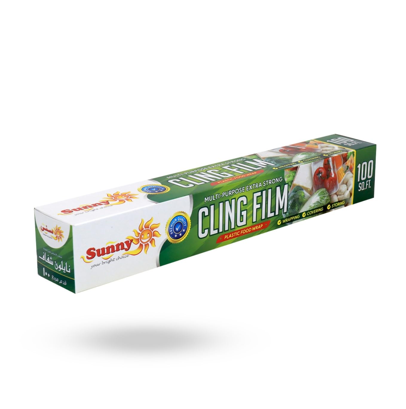 Sunny Cling Film 100 Sqft – Extra Strong Multipurpose Food Wrap | Microwave Safe, BPA-Free, Easy Cut Plastic Wrap for Kitchen & Storage