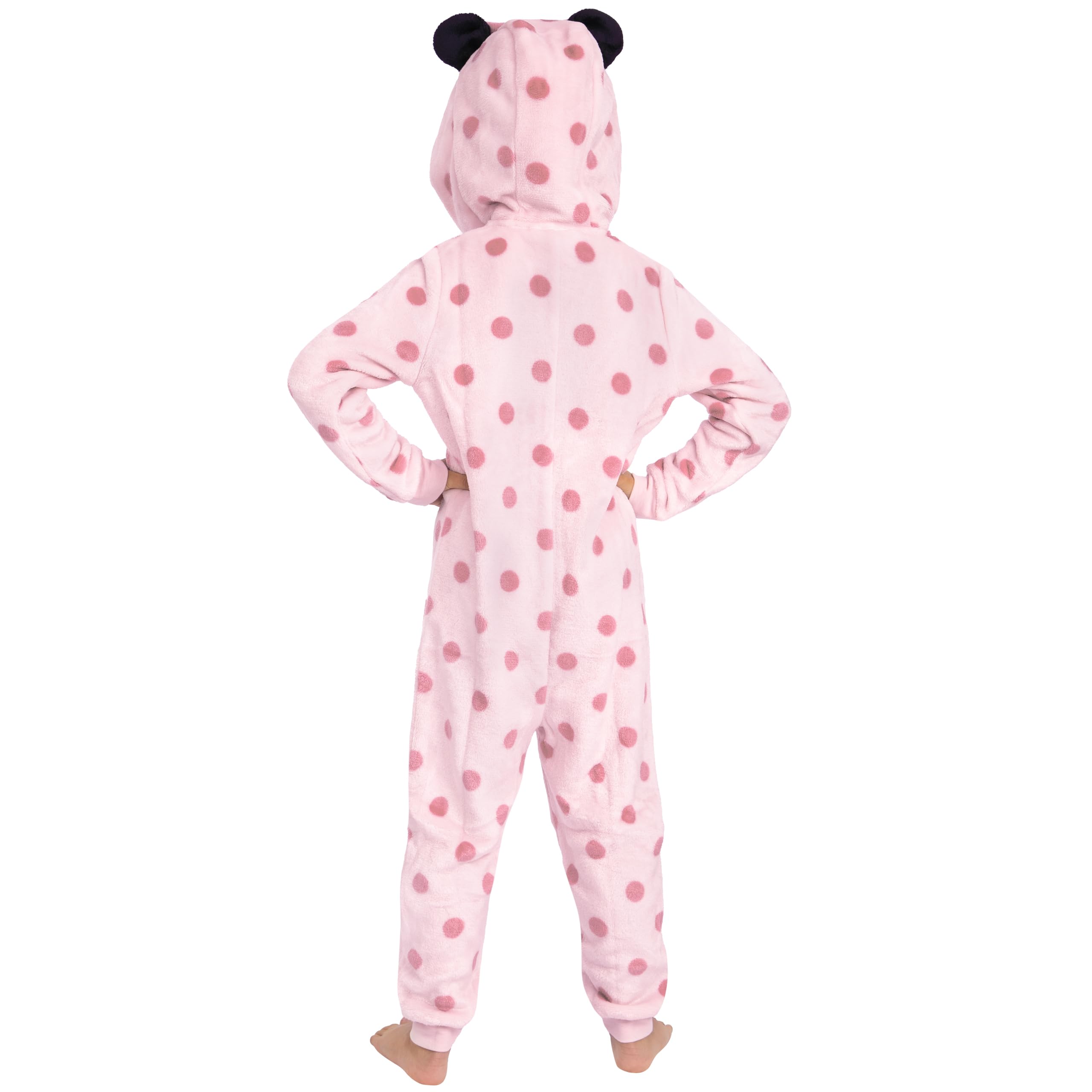 Disney Surpyjama, Surpyjama Fille Minnie Mouse, Pyjama Enfant Fille avec Oreilles 3D Et Nœud, Pyjama Combinaison Enfant en Polaire