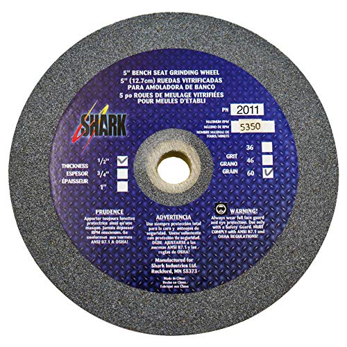 Shark Shark 2011 5-Inch by 0.5-Inch by 0.5-Inch Bench Seat Grinding Wheel, Grit-60