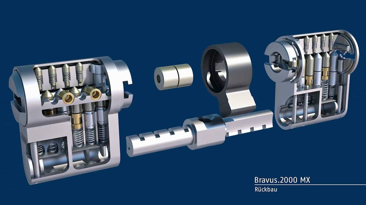 ABUS Bravus.3000 MX Doppelzylinder mit Sicherungskarte und 4 Schlüssel, Länge (a/b) 45/45mm (c=90mm), modulare Bauweise MX erhöhter Bohr.- Zieh- u. Abreißschutz, mit Not-u. Gefahrenfunktion