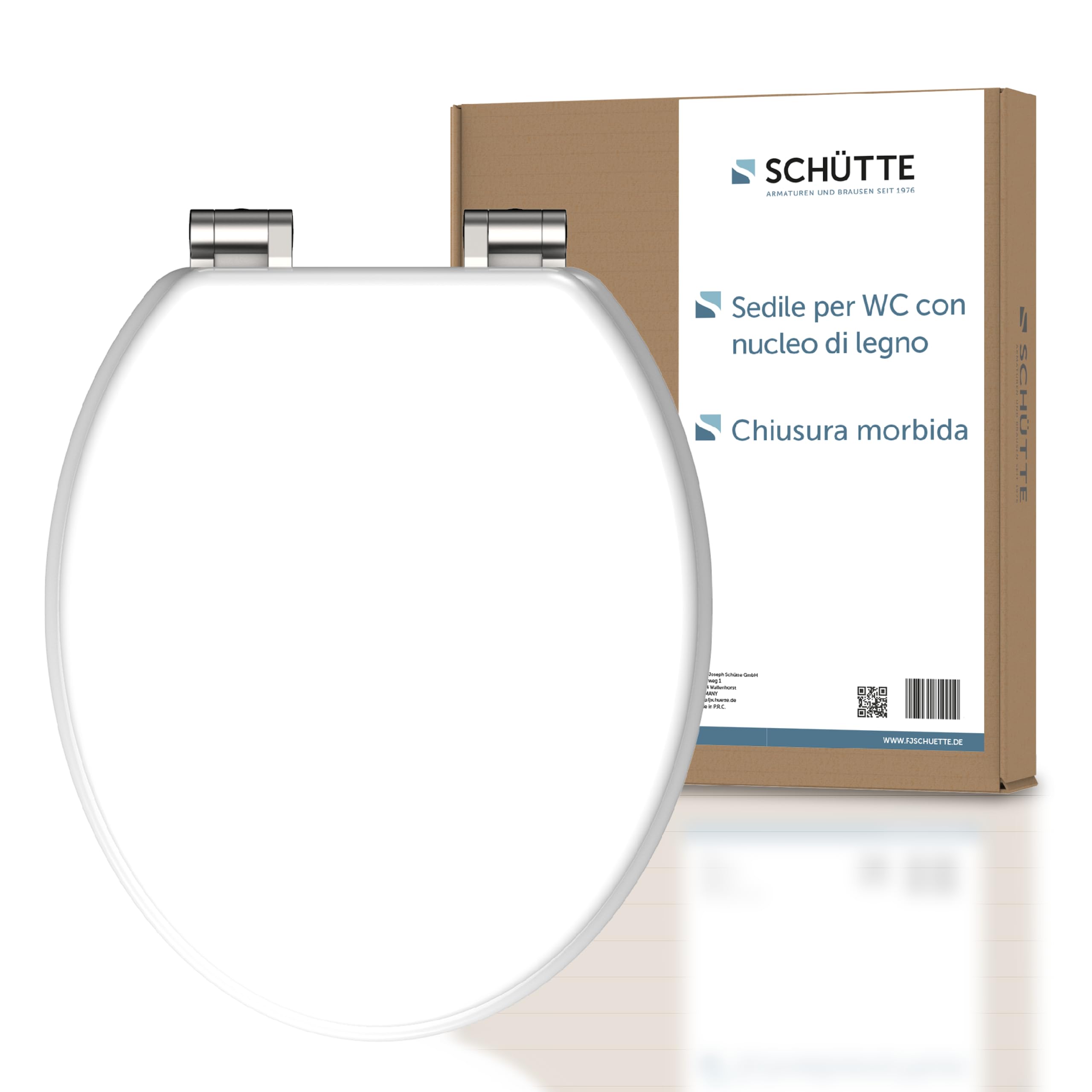 Schütte 84100-A - Coperchio con anima in legno (carico massimo del sedile del water 150 kg), con meccanismo di abbassamento, colore: bianco