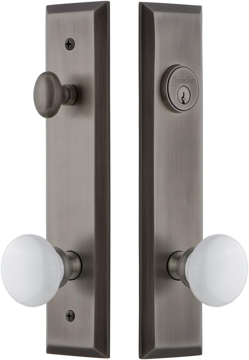 Grandeur Hardware 840833 Fifth Avenue Tall Plate Complete Entry Set with Hyde Park Knob, Backset Size - 2.375", Timeless Bronze