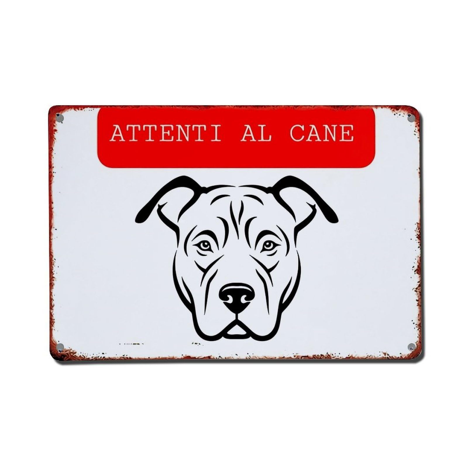 Attenti Al Cane Dog Sign Metal Tin Sign Plaque