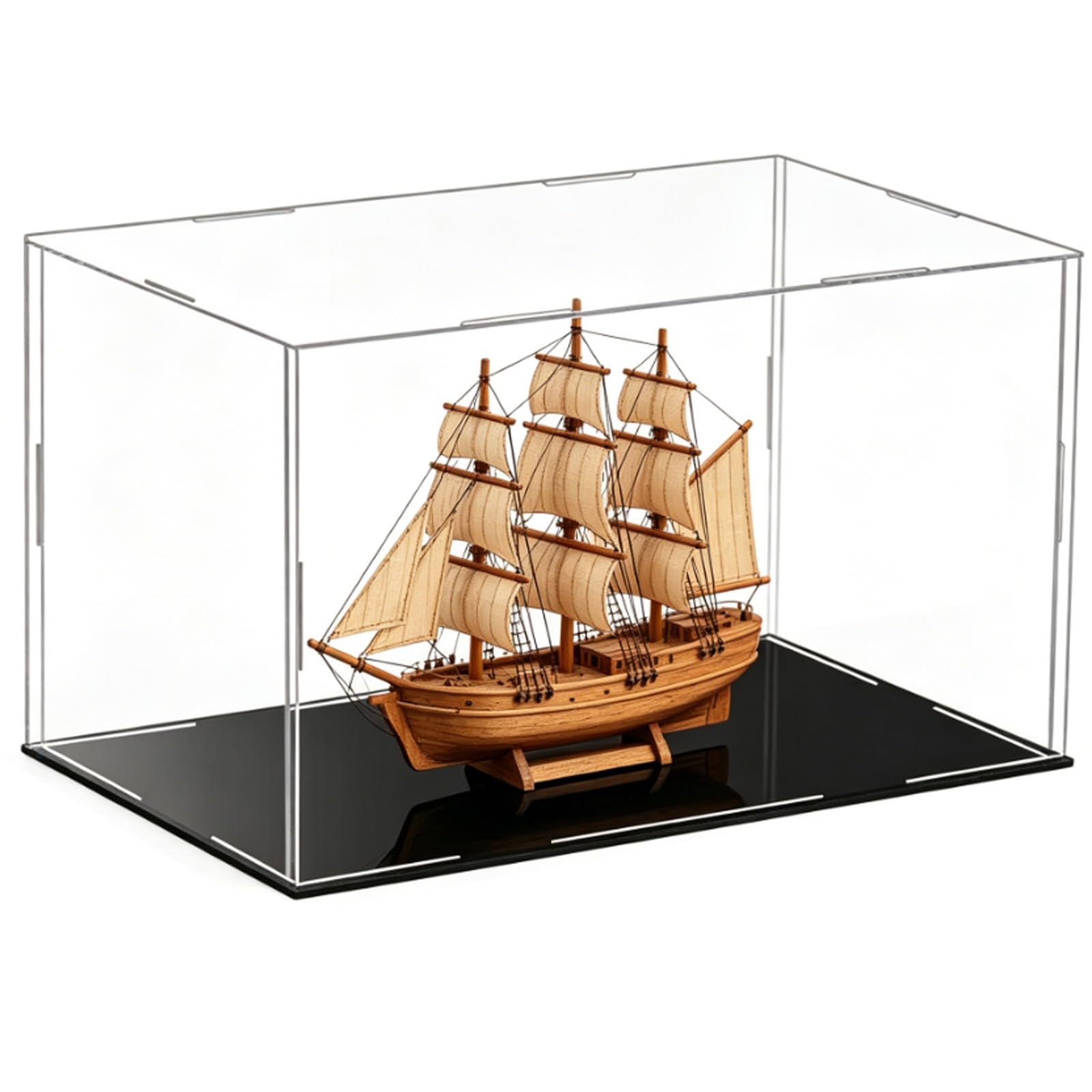 Acrylic Boxes for Display, 12x8x6" 20x10x16" 24x16x14" Table Top Storage Case with 5mm Black Base, Protector Organizing Cases(12x6x6in/30x15x15cm)