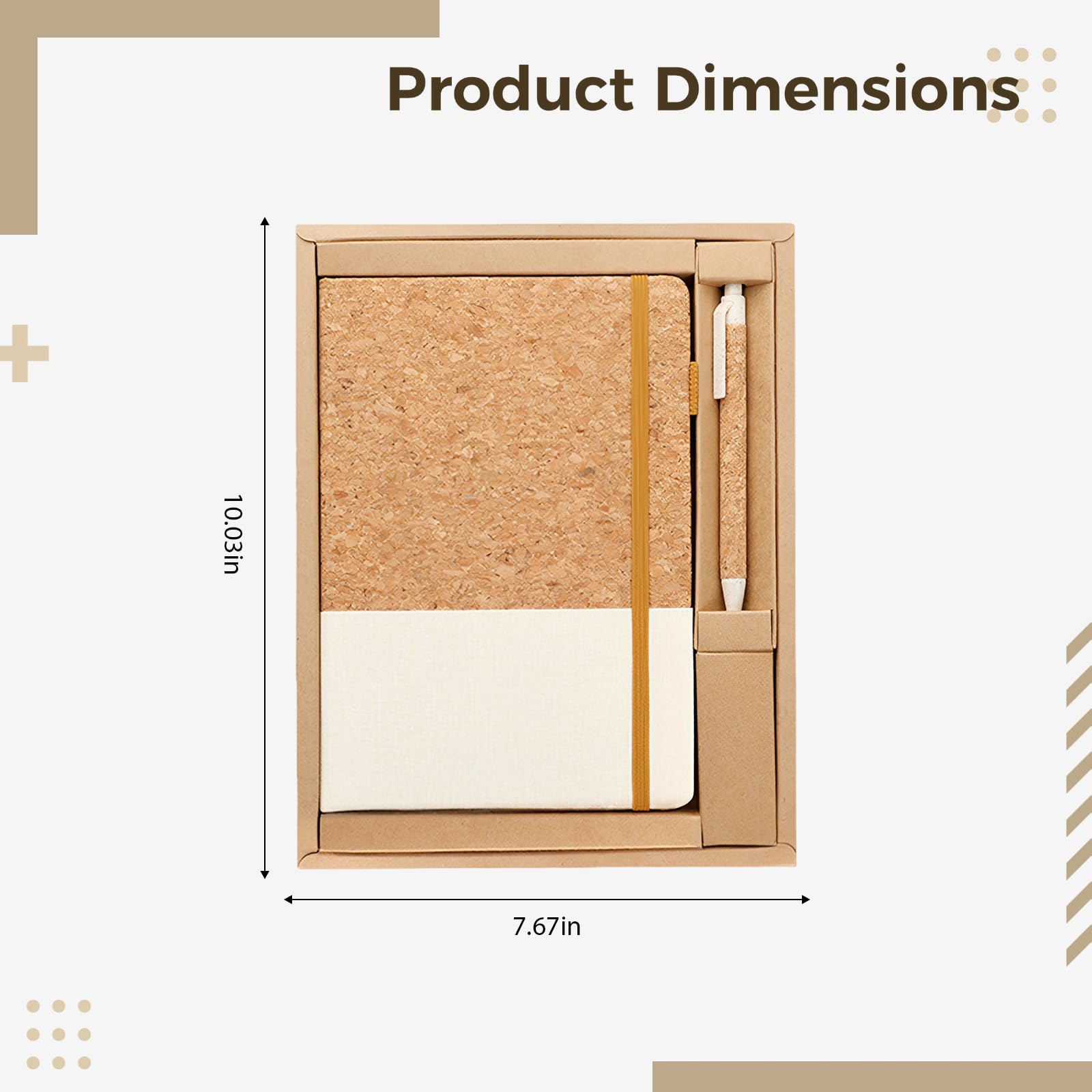 A5 Kork Notizbuch Geschenkset, PU Leder Journal mit 200 Seiten 80 g Papier, mattierte Boxhülle, Gummiband und Stift, Notizbuch 14,5 x 21,5 cm für Büro, Business und Studenten