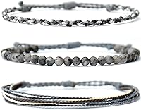 Vista 281 de Handmade Natural Stone Beaded Healing Bracelet Gift for Men Adjustable Rope String Bracelet