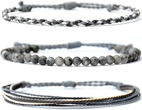 Miniatura 281 de Handmade Natural Stone Beaded Healing Bracelet Gift for Men Adjustable Rope String Bracelet