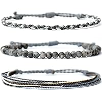 Vista 159 de Handmade Natural Stone Beaded Healing Bracelet Gift for Men Adjustable Rope String Bracelet (picasso jasper, Adjustable)