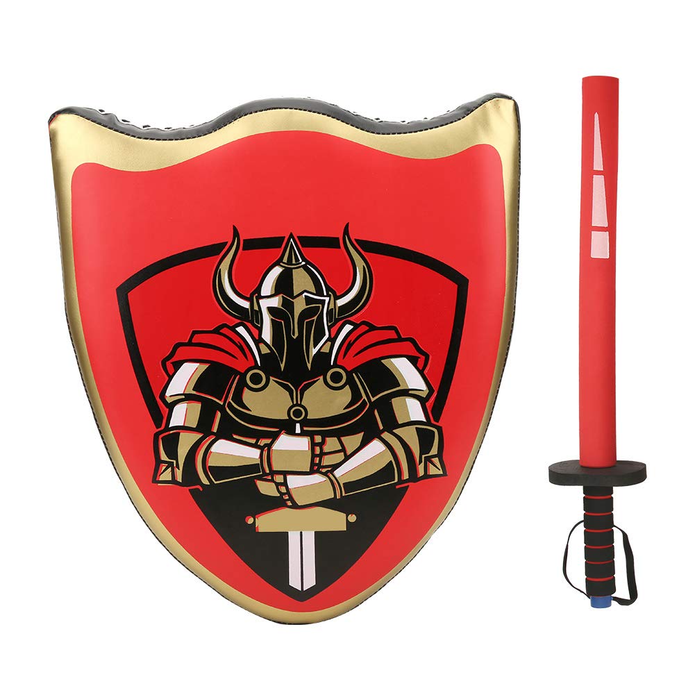 Scudo da Cavaliere da Addestramento per Bambini Materiale Leggero e Sicuro Perfetto per Giochi per Feste di Compleanno Combinazione Blu (Combinazione Rossa)