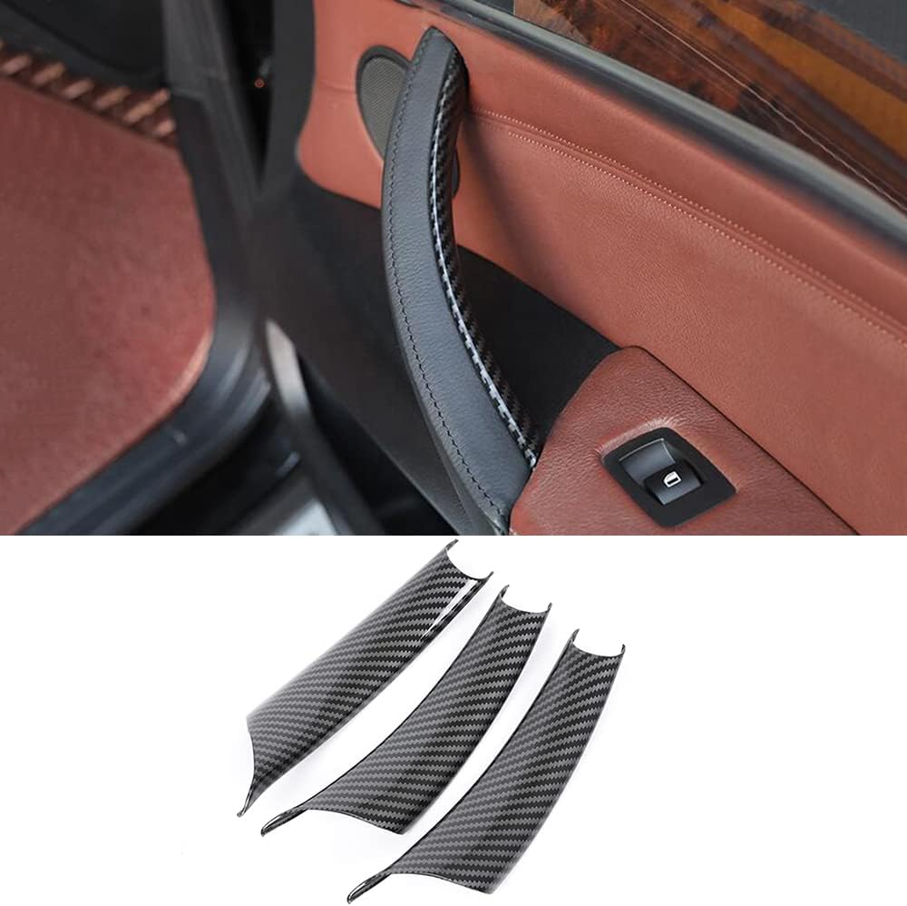 TKREENO Car Door Handle Cover for BMW X5 X6 E70 E71 2007-2013 Interior Door Pull Handles Protective Decorate Cover Accessories (X5 E70 2007-2013/X6 E71 2008-2014, Carbon Fiber Color)
