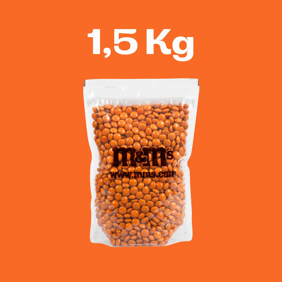 M&M'S - Bolsa de chocolate con leche (1,5 kg de chocolates, idea de bricolaje, ideal para bodas, fiestas de cumpleaños, buffet de dulces, bautizos, gender reveal (naranja)