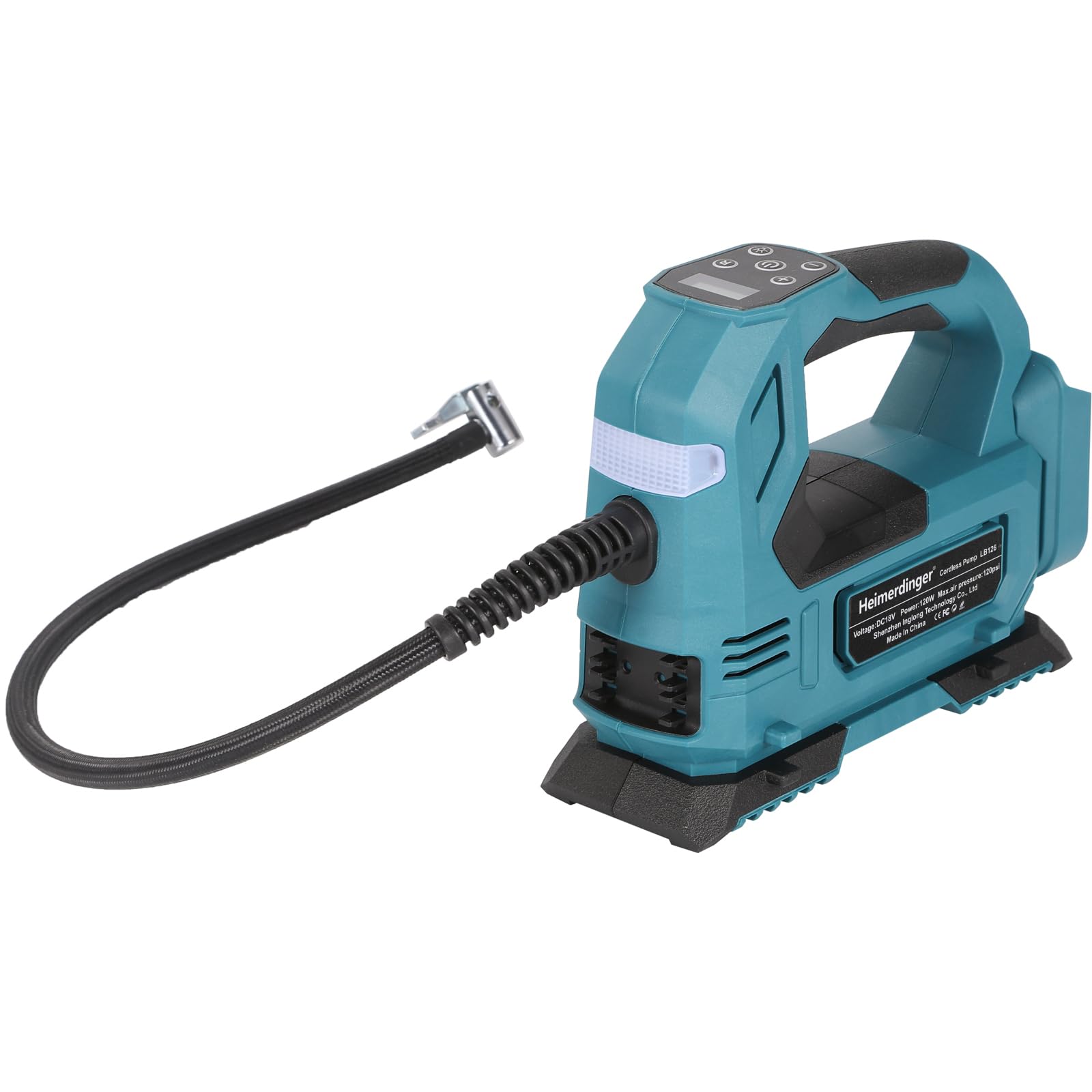 Akku Kompressor kompatibel mit Makita 18V Akku, Elektrischer Luftkompressor bis 10,34 bar, Tragbare Luftpumpe Dual-Power-Modus für Auto, Motorrad, Fahrrad (ohne Akku)