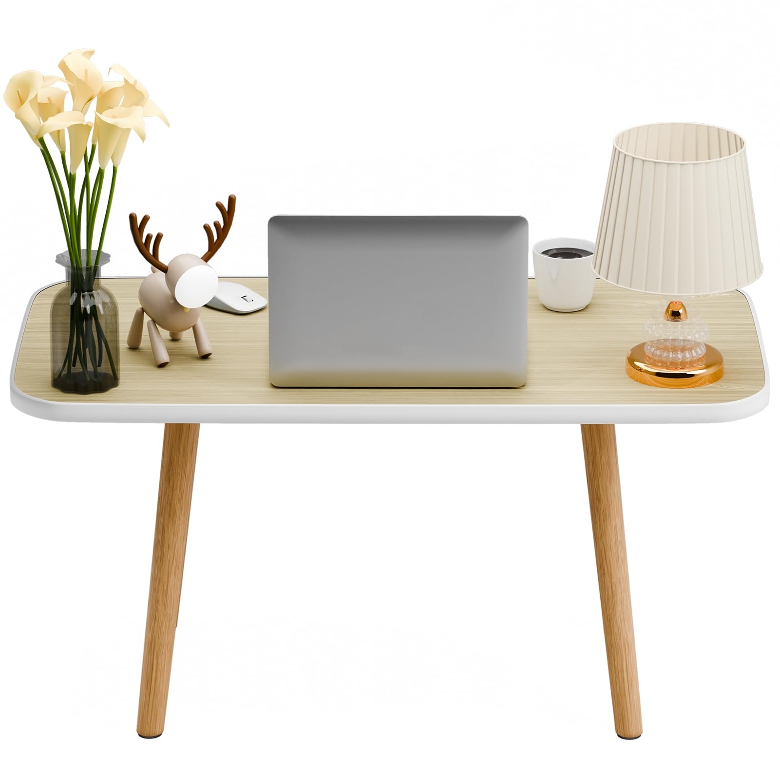 Coffee Table Small Modern Center Rectangle Tea Table Living Room Center Display Coffee Table with Solid Legs Wood