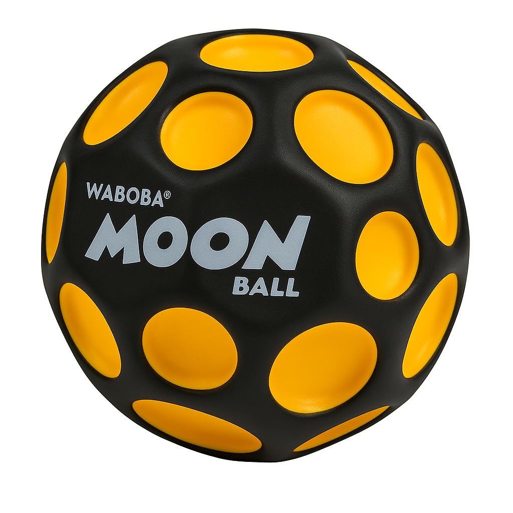 Waboba UV Moon Ball – Hyper Bouncing Ball with UV-Reactive Color – Bounces Up to 100 Feet – Makes “Pop” Sound on Impact – Outdoor Toy for Kids, Teens & Adults – Yellow & Black