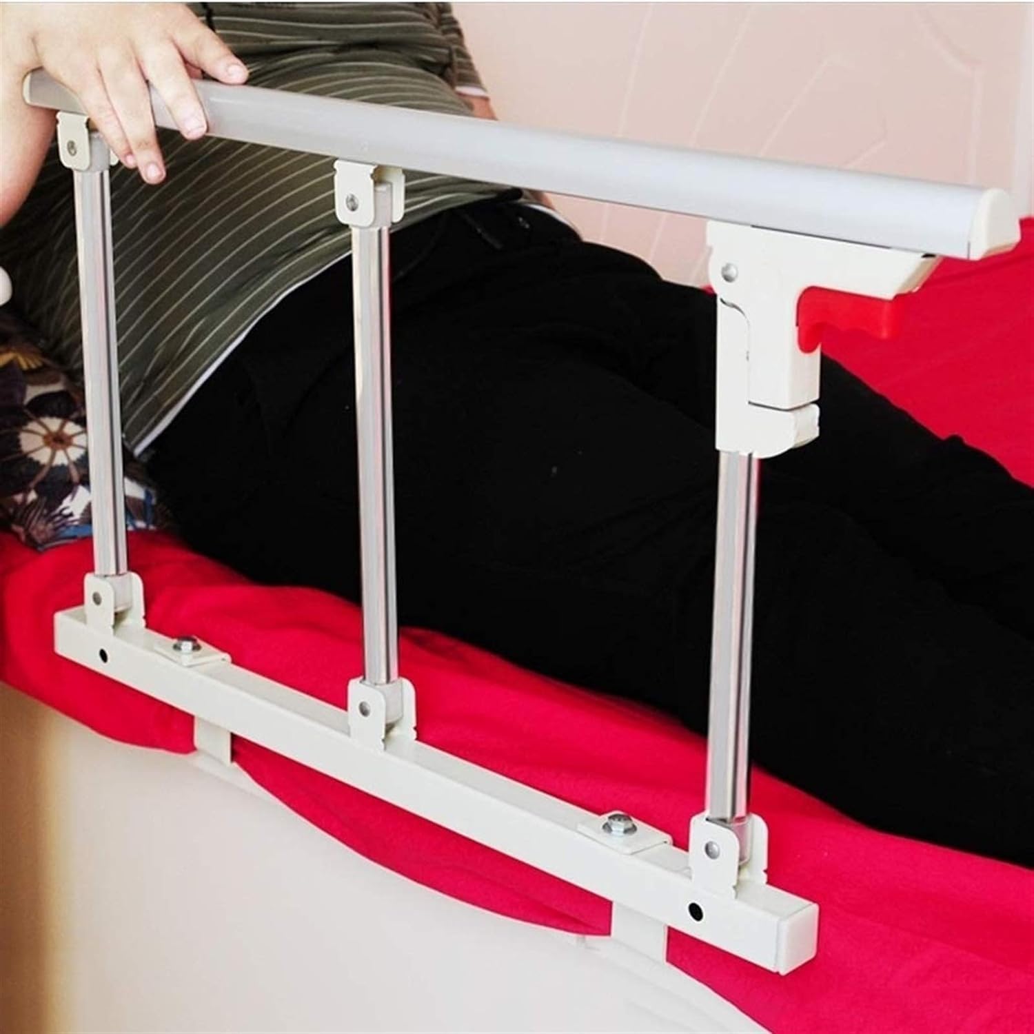 Barandilla de cama para ancianos plegable para adultos mango de seguridad prote﻿ctor barra de apoyo plegable para cabecera parachoques para cuidado en el hogar hospitalario 70x40cm barandilla
