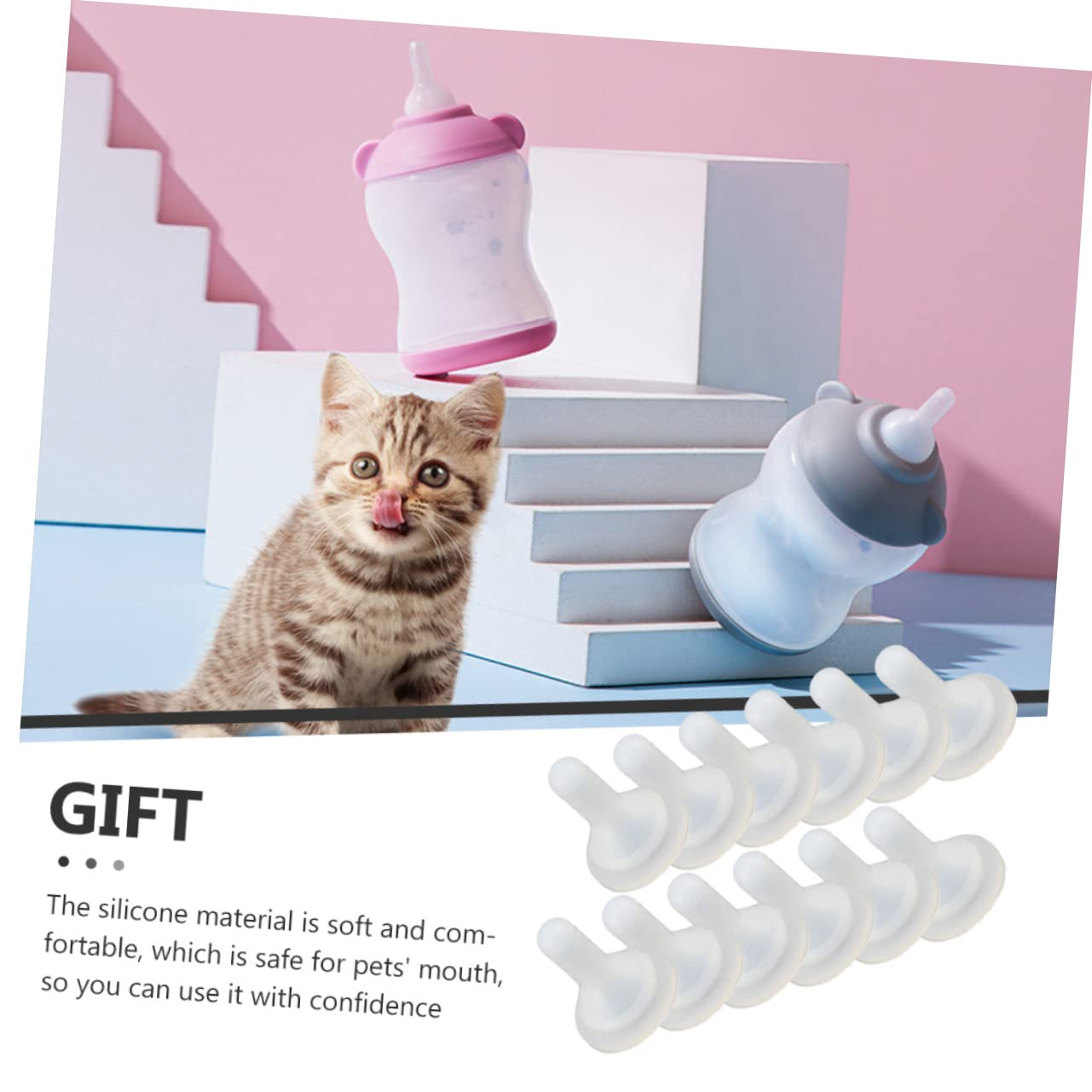 balacoo 4sets Single Kitten Bottle Puppy Feeding Device Pet Feeding Slow Feeder Bowl Insert 20pcs*4