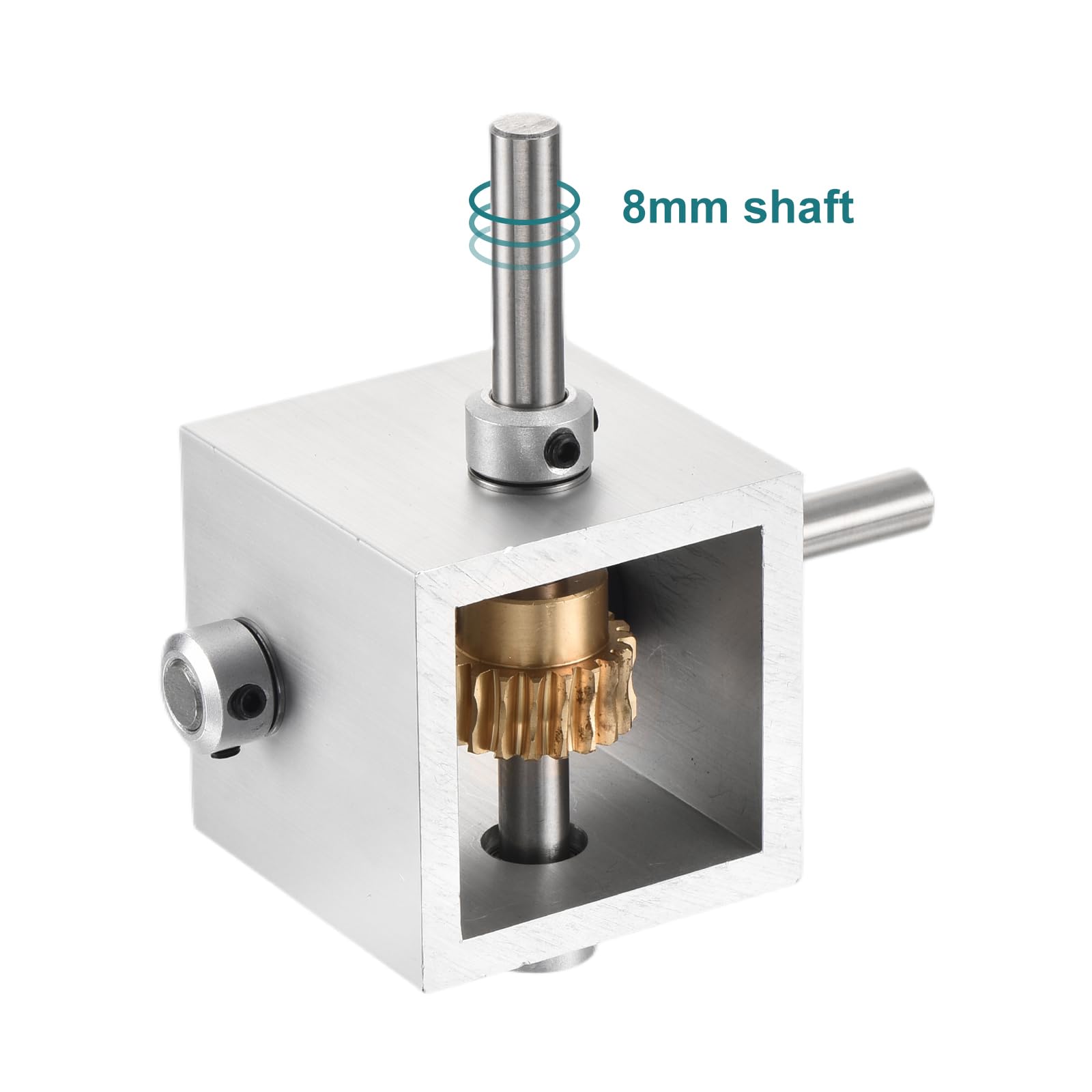 sourcing map Scatola del cambio ad angolo retto a 90 gradi riduttore 1:10 riduttore 1 modulo ingranaggi conici a 10 denti telaio in alluminio semplice modulo meccanico fai da te con albero da 8 mm,