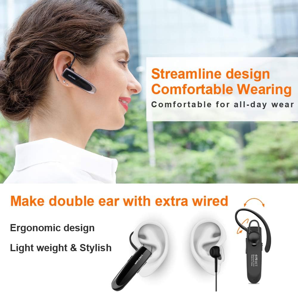 40% Off Discount Link Dream Bluetooth Earpiece for Cell Phone Hands Free Wireless Headset Noise Cancelling Mic 24Hrs Talking 1440Hrs Standby Compatible with iPhone Samsung Android for Driver Trucker (2 Pack)