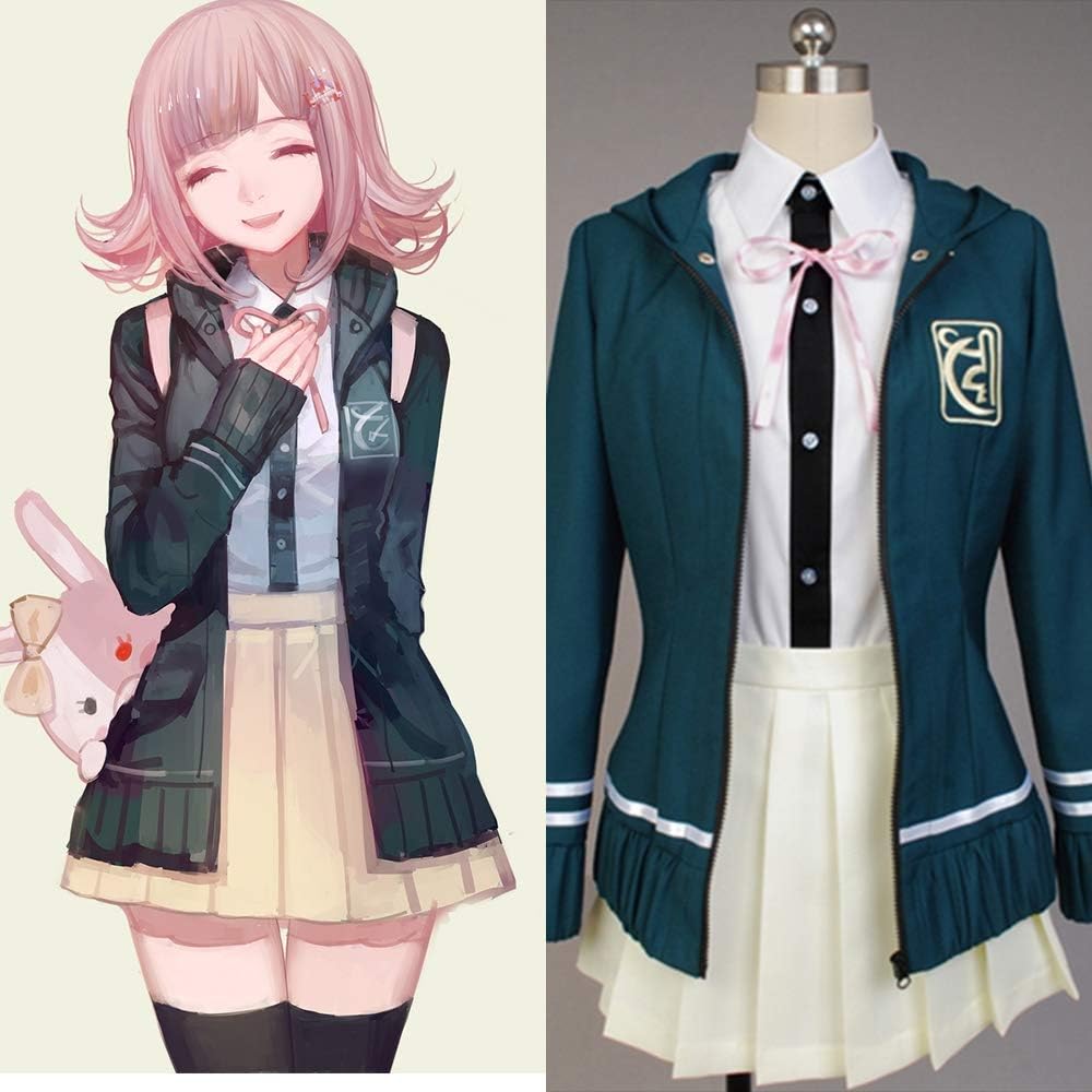 YMMONLIA Super Danganronpa Cosplay Chiaki Nanami Costume Japanese Anime Costume by Custom-Made Full Set School Uniform for Party