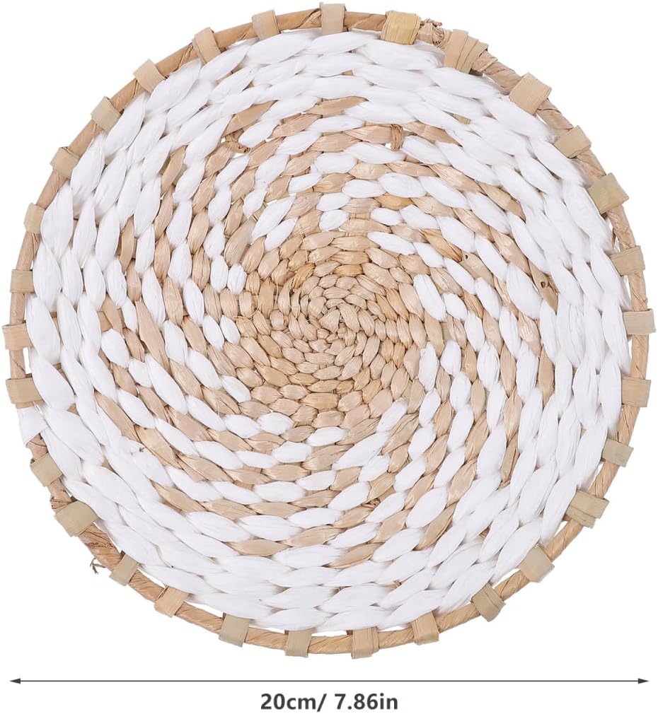 Luxshiny Bohemian Wall Basket Decor Woven Round Wall Hanging Basket Ornament Small for Home Living Room Bedroom Garden Balcony Natural Woven Art