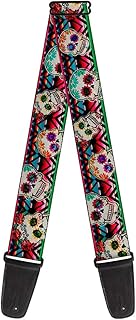 Buckle-Down Guitar Strap Sugar Skulls Zarape Multi Color 2 Inches Wide