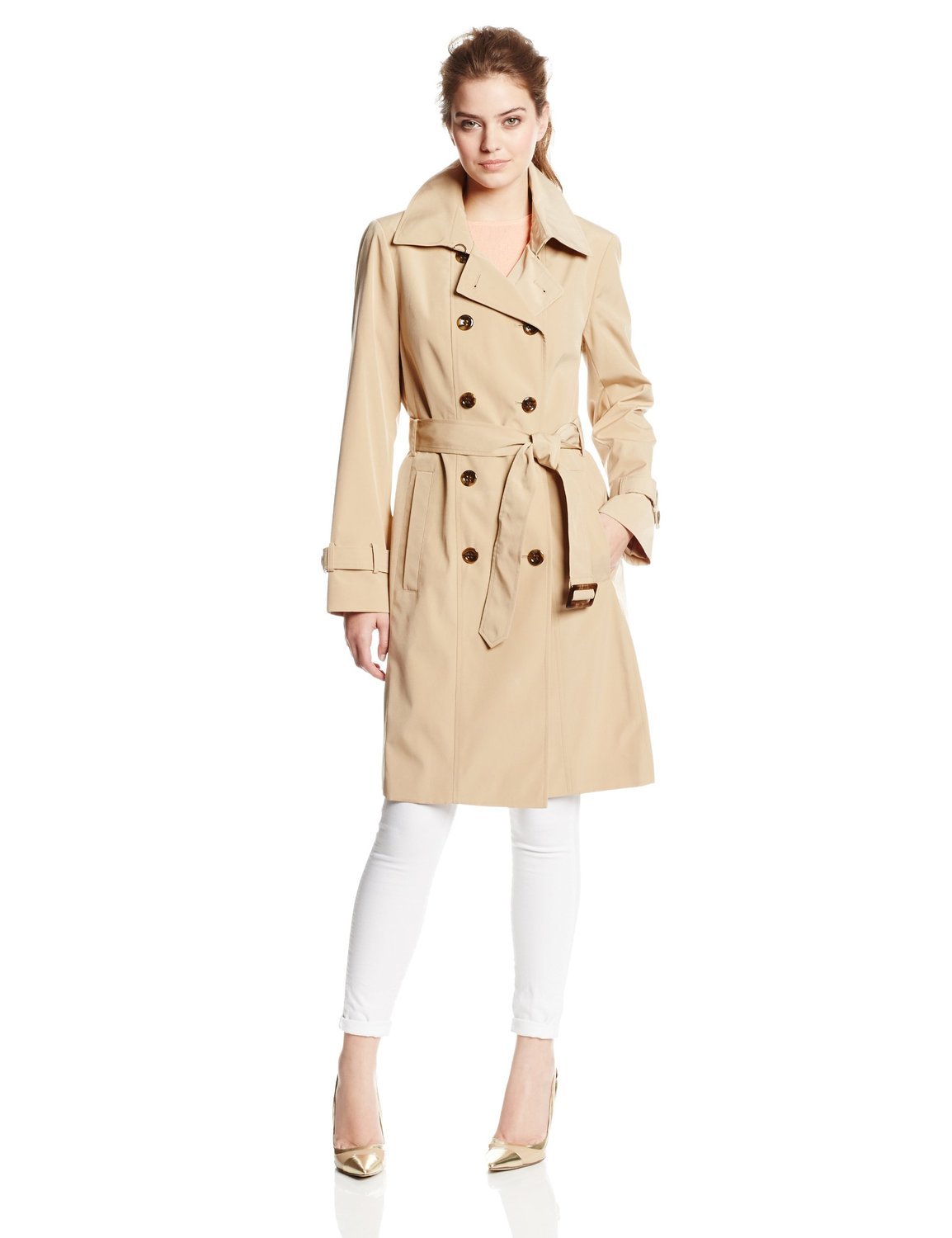 Calvin Klein Women's Double Breasted Belted Long Trench Coat