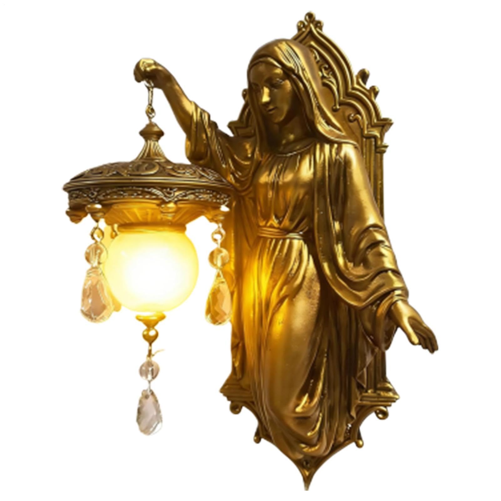 Vintage Wall Sconce - Religious Wall Lighting, Virgin Mary Light for Illumination, Decorative Fixture Unit, Interior Lighting Tool with Classical Detailing, Tool for Spiritual Reflection