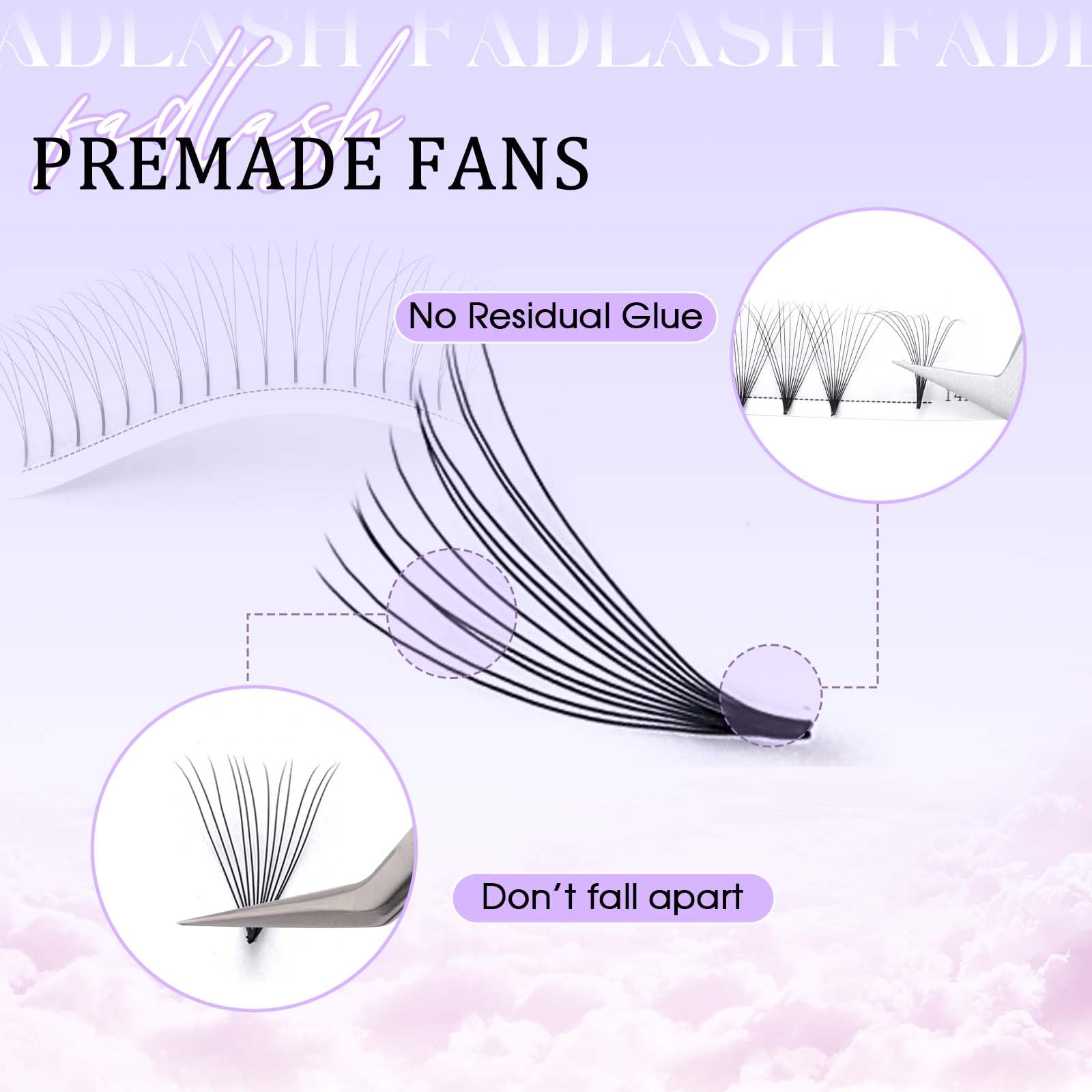 Volumen Ruso 10D 0.07mm C Curl 15mm Prefabricados Extensiones de Pestañas Volume Lashes Extension Ruso Pestañas — view 174