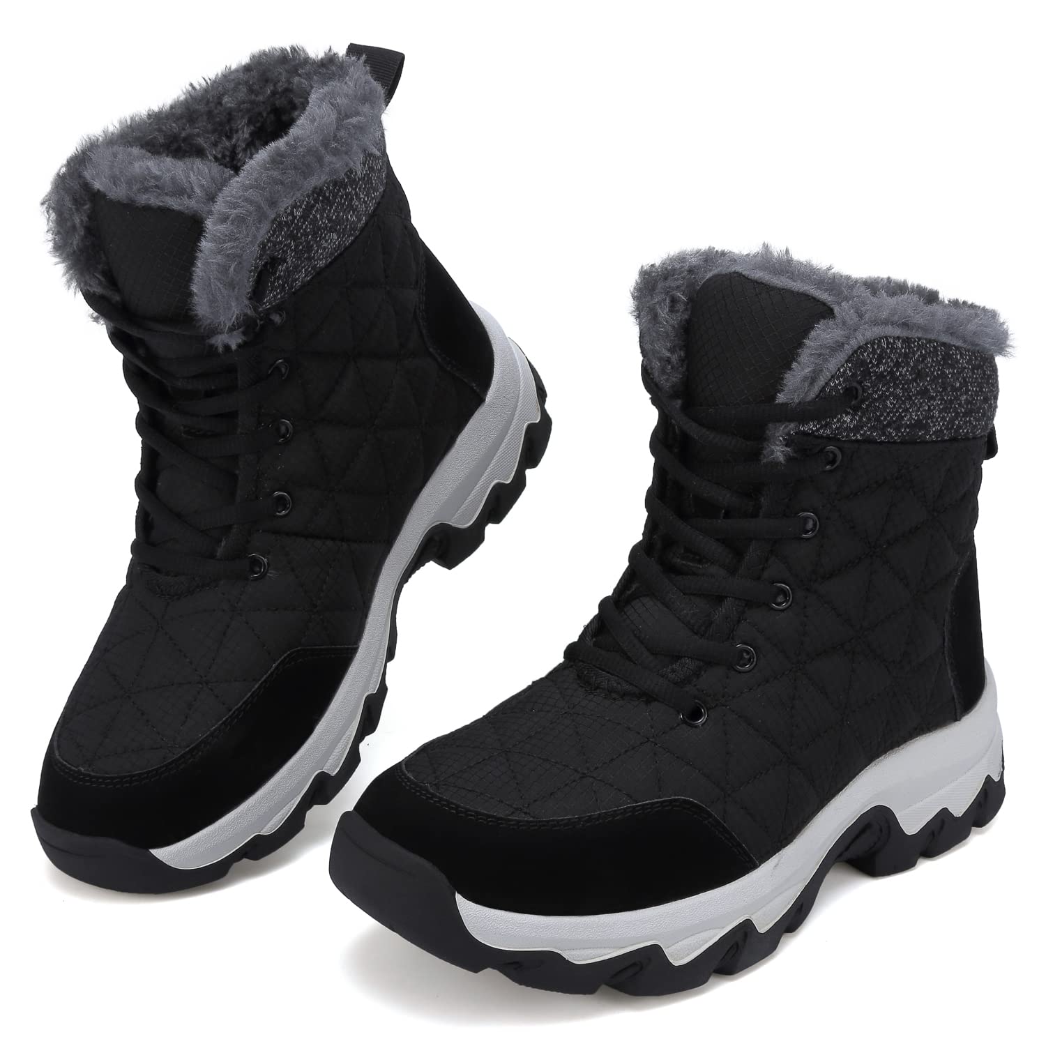 Stivali da Neve Donna Stivaletti Uomo Stivali Invernali Impermeabile Stivali da Escursionismo Antiscivolo Caldo Pelliccia Foderati Scarpe da Neve 37-48EU