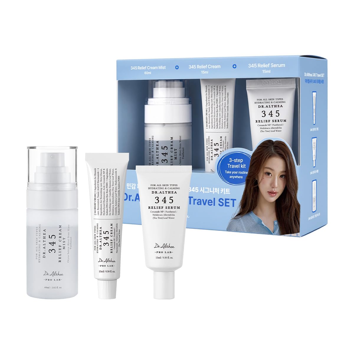 Dr.Althea 345 Travel Kit (Set of 3), Korean Vegan Skin Care Set