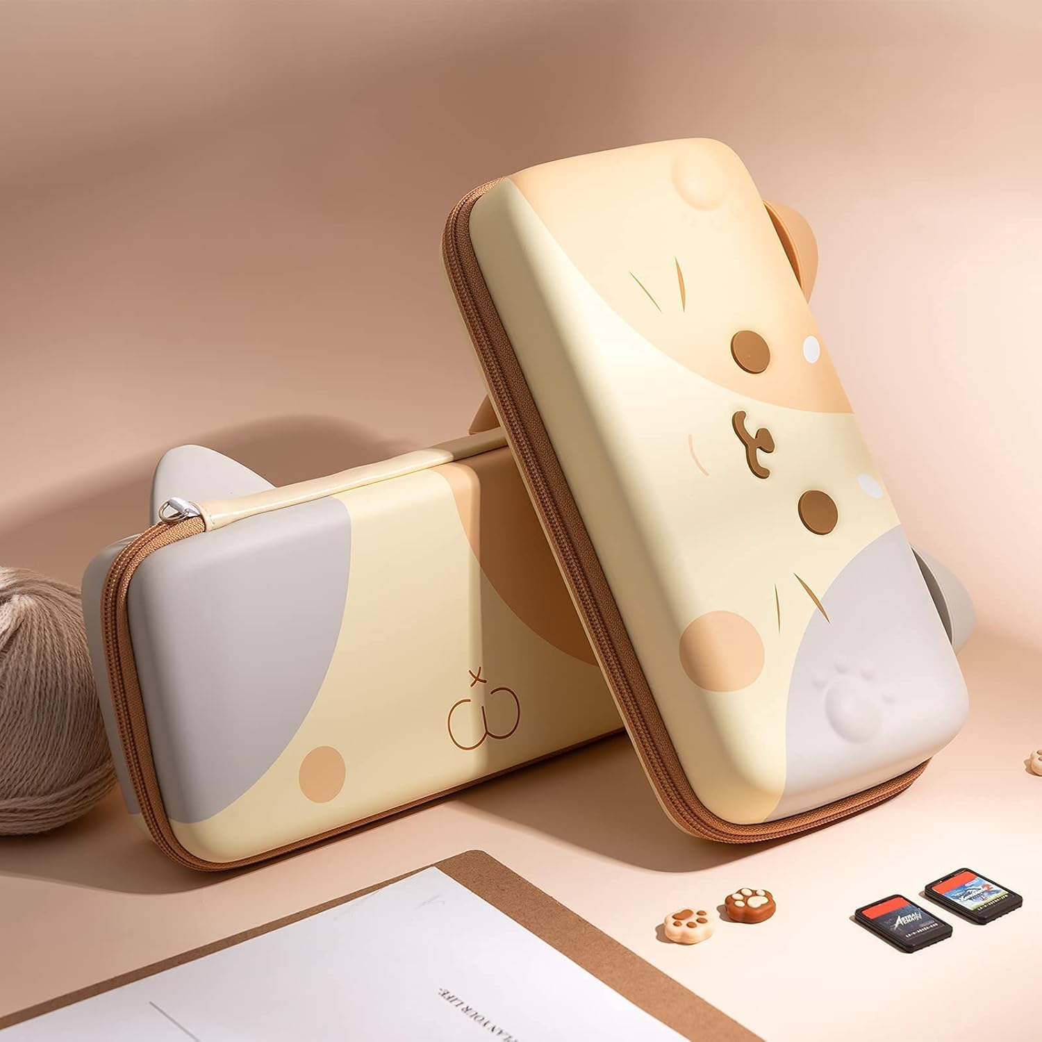 GeekShare Trójkolorowa torba do przenoszenia dla kota kompatybilna z Nintendo Switch – przenośna twarda obudowa o dużej pojemności pasuje do konsoli Switch i akcesoriów [gra wideo]