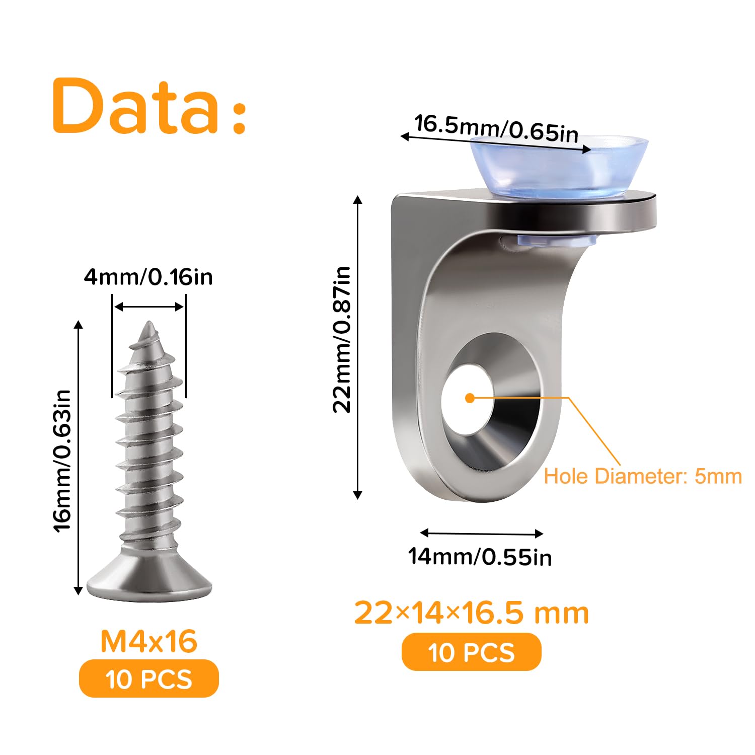 10 Staffe Per Mensole In Vetro - Lega Di Zinco Con Ventosa, Per Cucina E Armadi - Foto 5