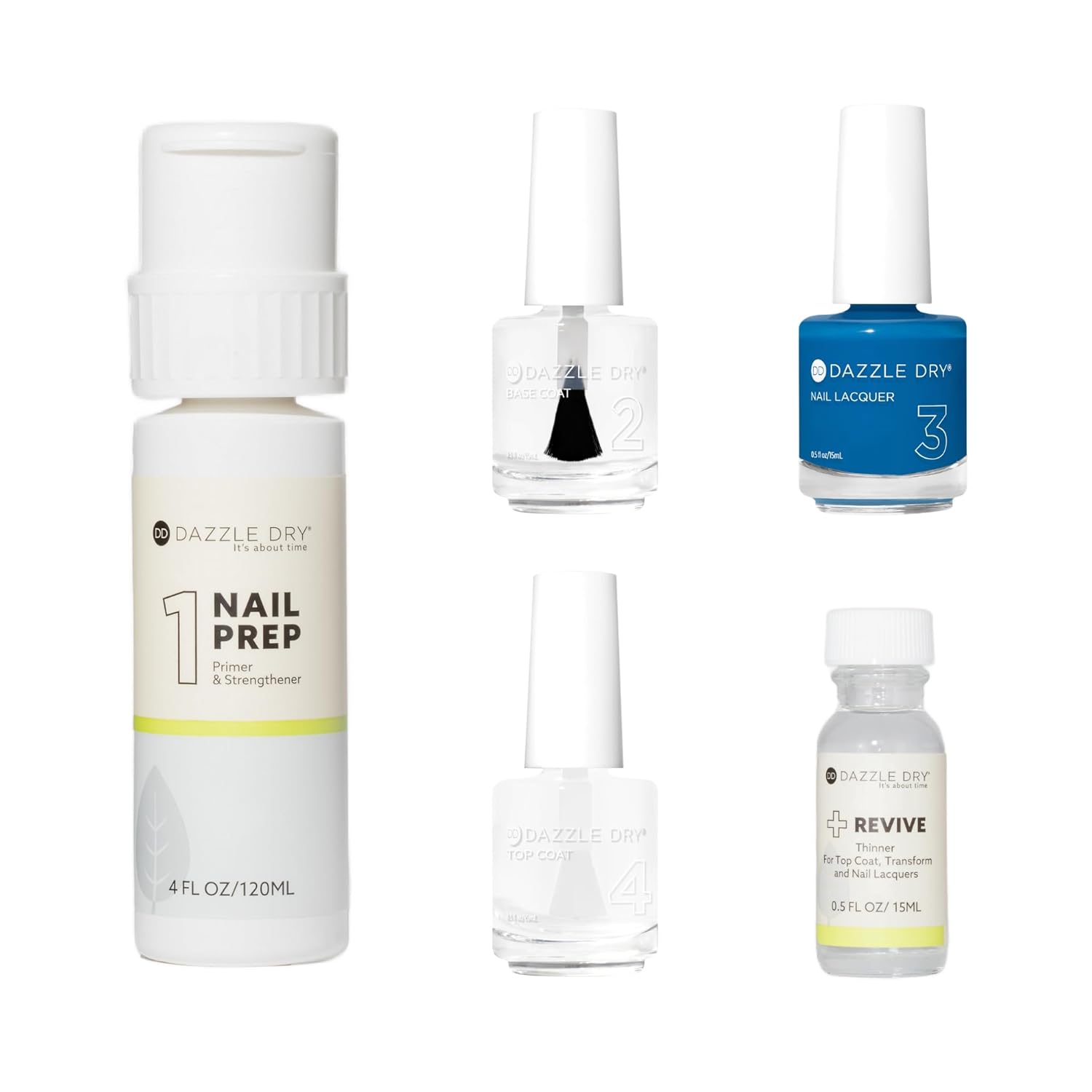 Dazzle Dry Full System Kit - Memory Lane - A medium azure blue. Full coverage. Cream. (5 Piece Kit)