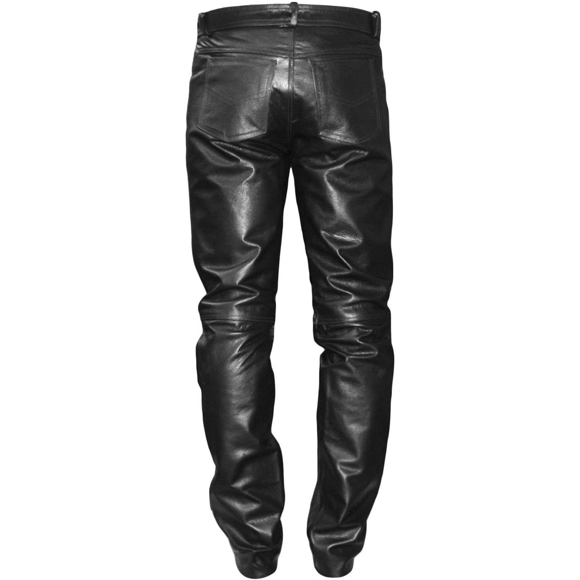 German Wear Lederhose lederjeans bikerjeans Jeans Hose aus Büffelleder Schwarz