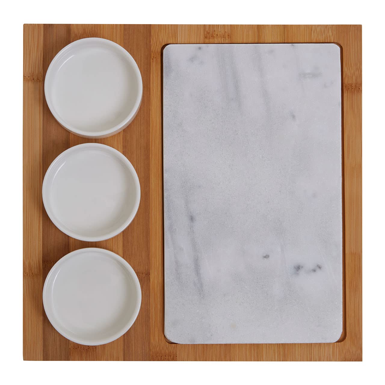 Premier Housewares 5 placas de cerámica y mármol blanco.