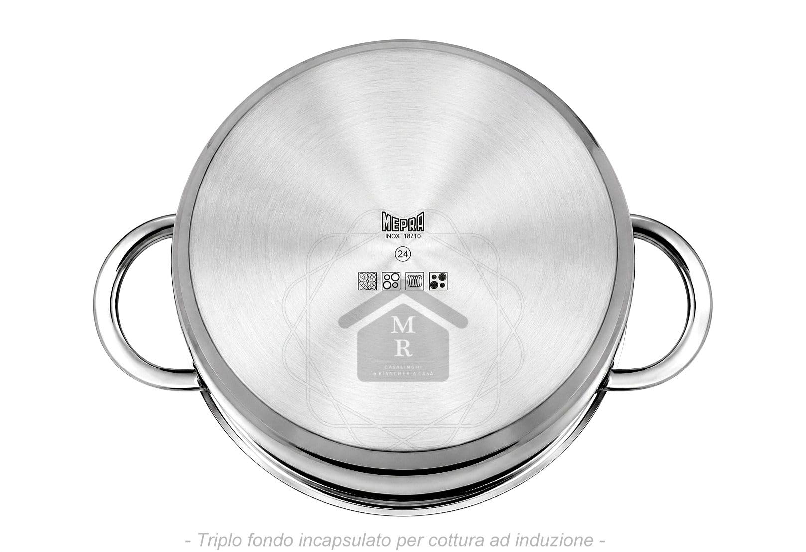 Pentola Cuoci pasta 24 cm Acciaio Inox 18/10 con 2 Cestelli Induzione Gourmet Mepra