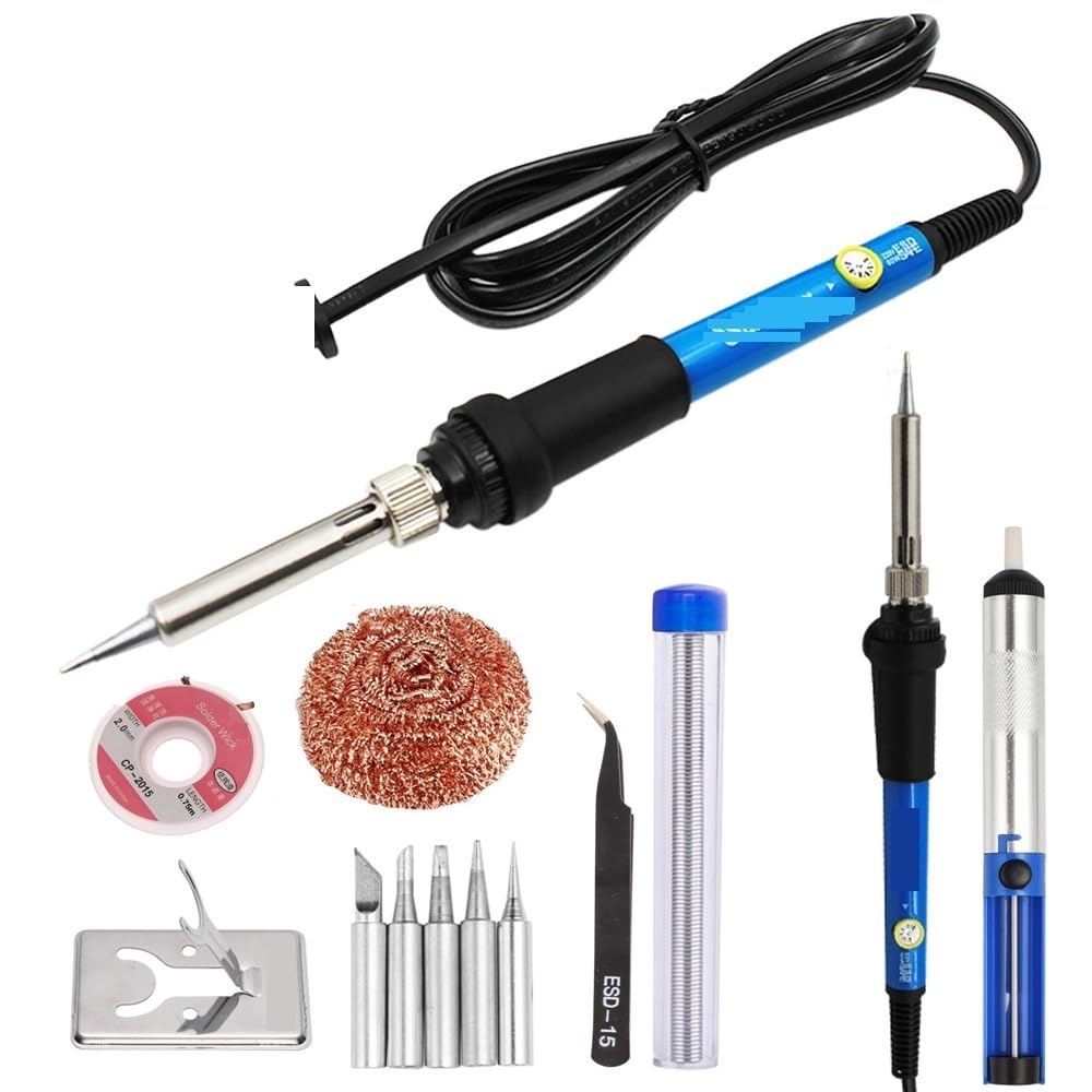 Herramientas electrónicas de soldadura de soldadura, pantalla de puntas de hierro Digital de estaño ajustable, reparación de temperatura eléctrica con Soldadura(60W Set-5)